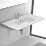 CeraStyle 067600-U Rectangular White Ceramic Wall Mount or Drop In Bathroom Sink